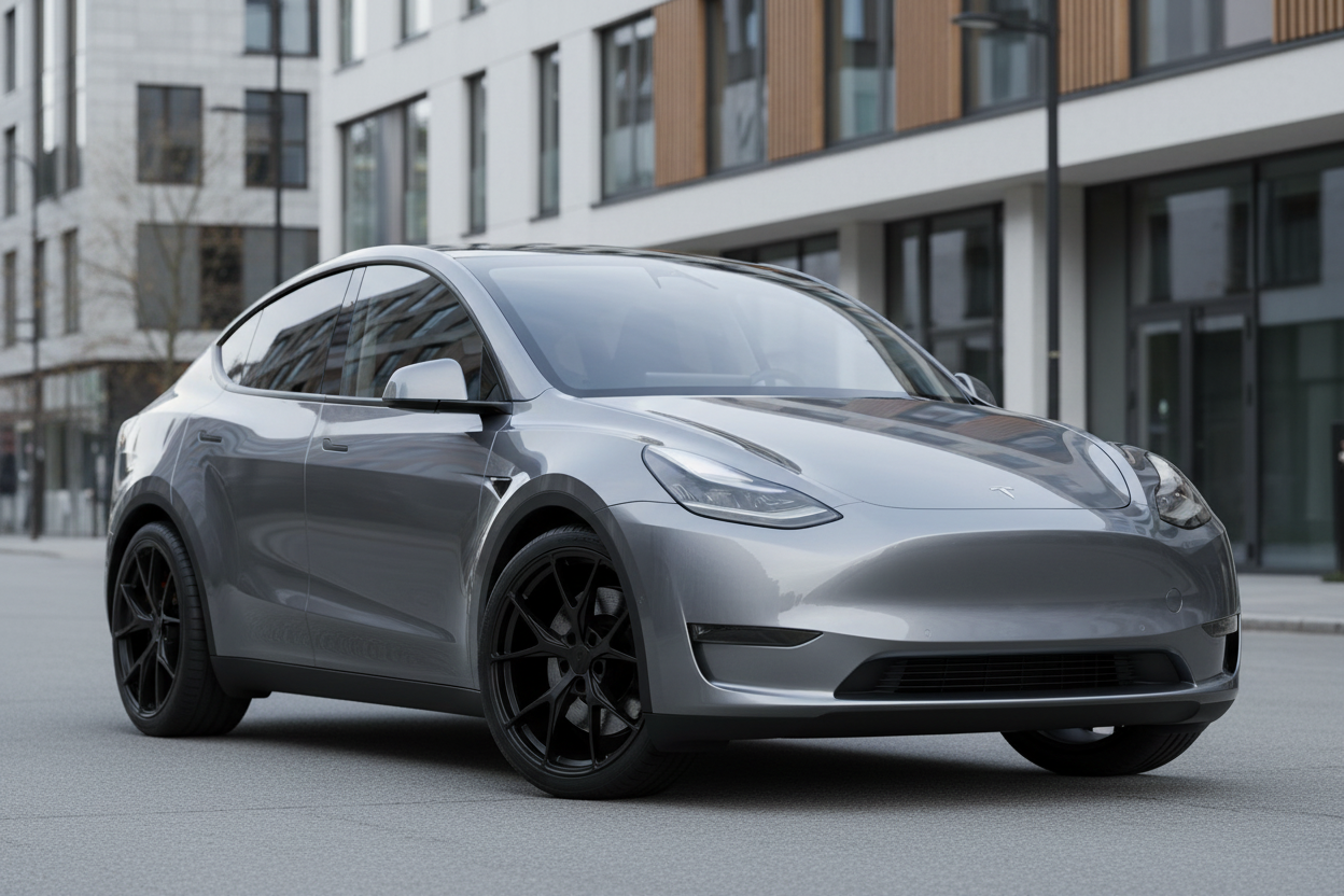 Tesla Model Y Juniper 2026 med svarta fälgar