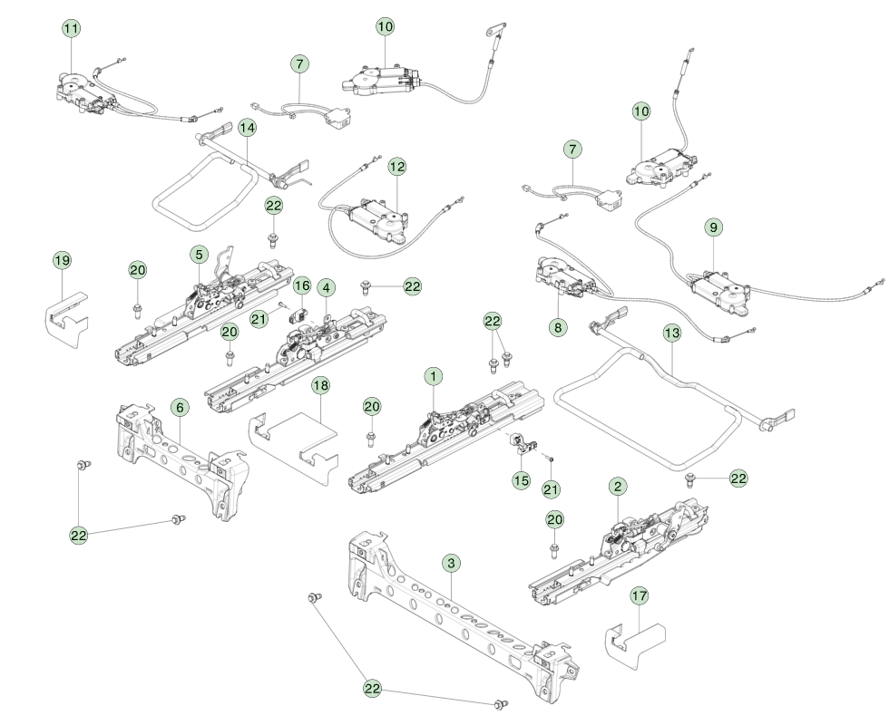 Model Y 130201 - 2nd Row Seat Sliders and Controllers - 7-Seater