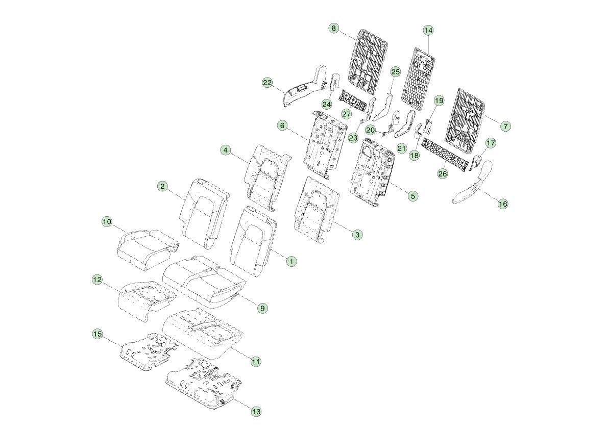 Model Y 130802 - 2nd Row Seat Covers and Pads - 7-Seater