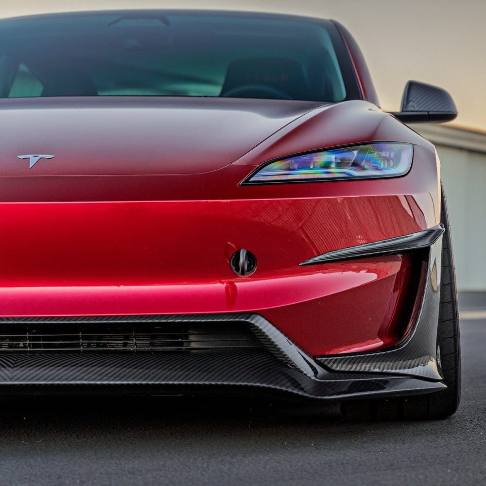 Carbon Fiber Front Deflectors Unplugged Performance Tesla Model 3 2024+