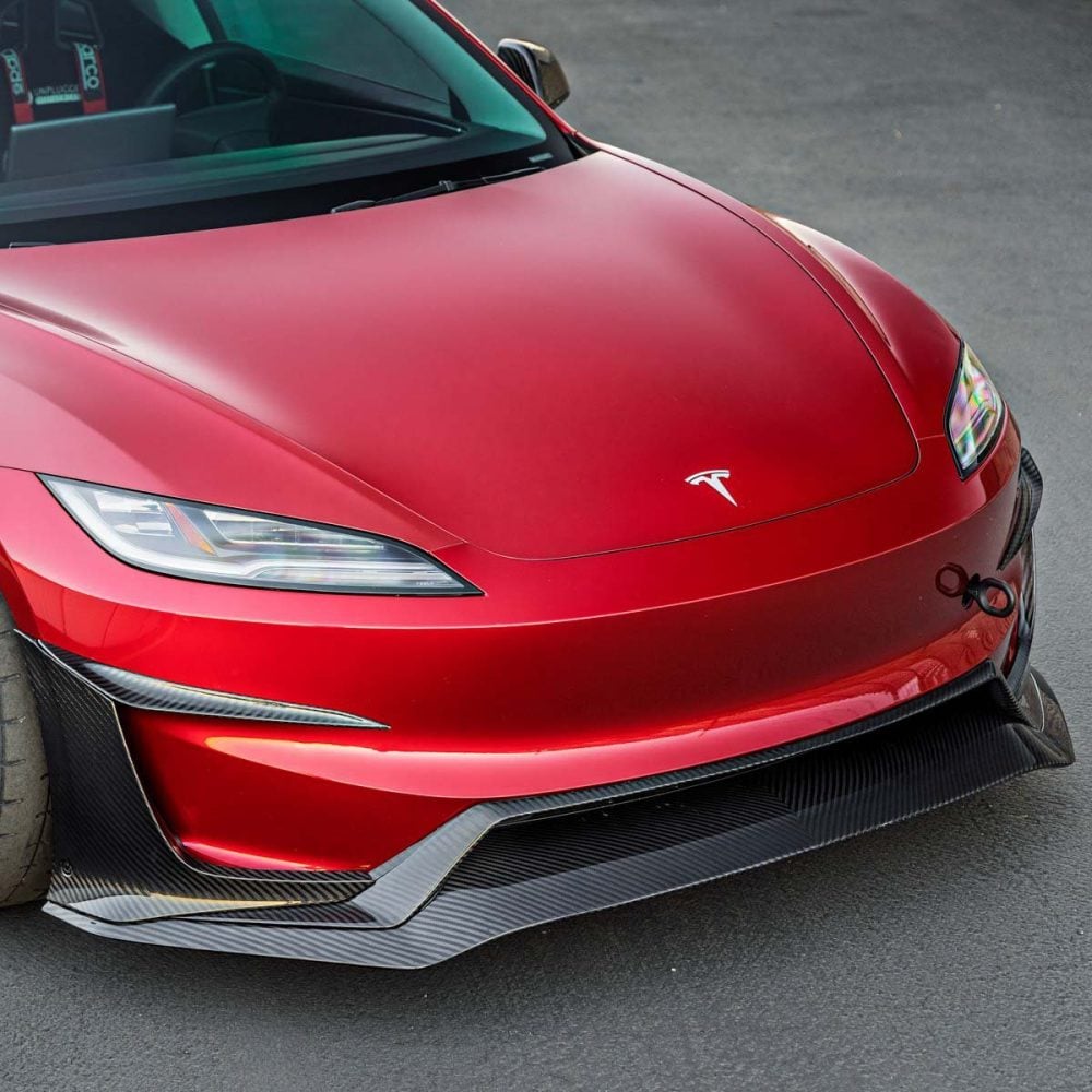 Carbon Fiber Front Racing Diffuser Unplugged Performance Tesla Model 3 2024+