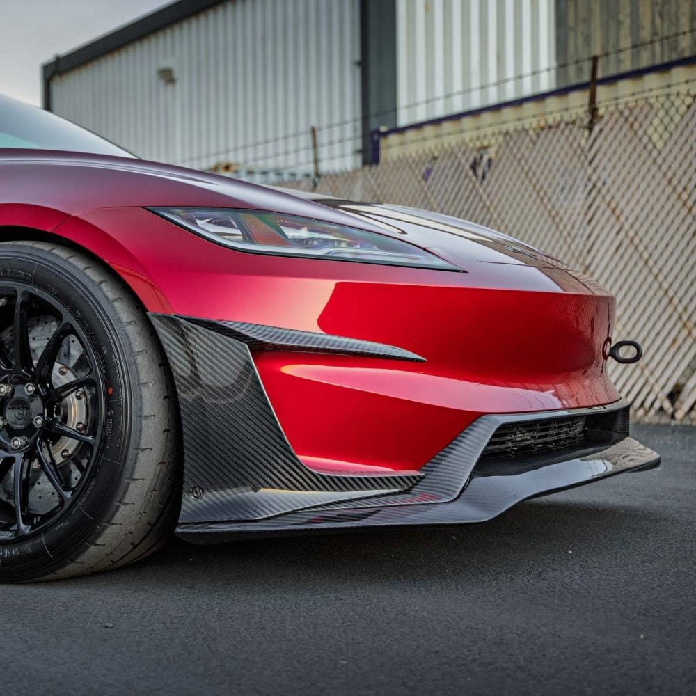 Carbon Fiber Front Racing Diffuser Unplugged Performance Tesla Model 3 2024+