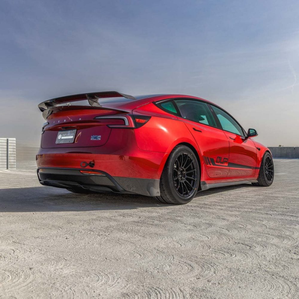 Carbon Fiber Rear Diffuser Trim Unplugged Performance Tesla Model 3 2024+