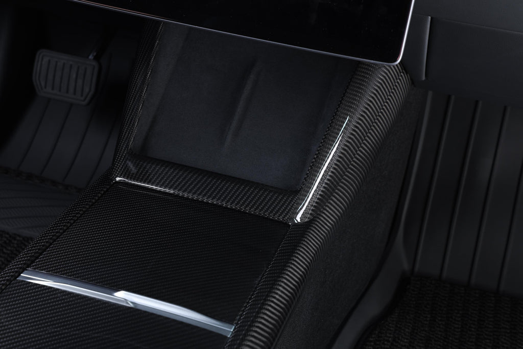 Karbonfiberpanel Midtkonsoll (1 del) Tesla Model Y Juniper / Model 3 Highland