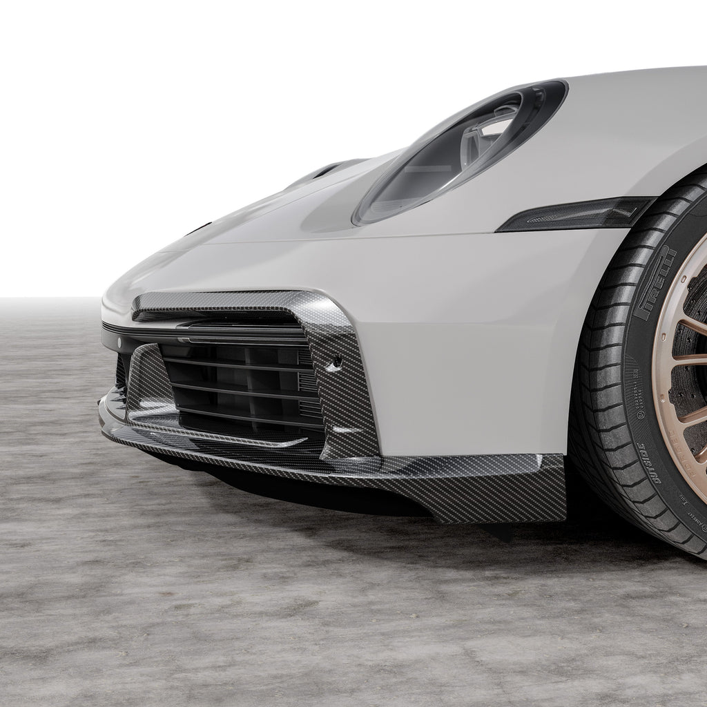 Porsche 992 Turbo S Aero Front Spoiler w/ Side Fins - Vorsteiner Wheels Wheels
