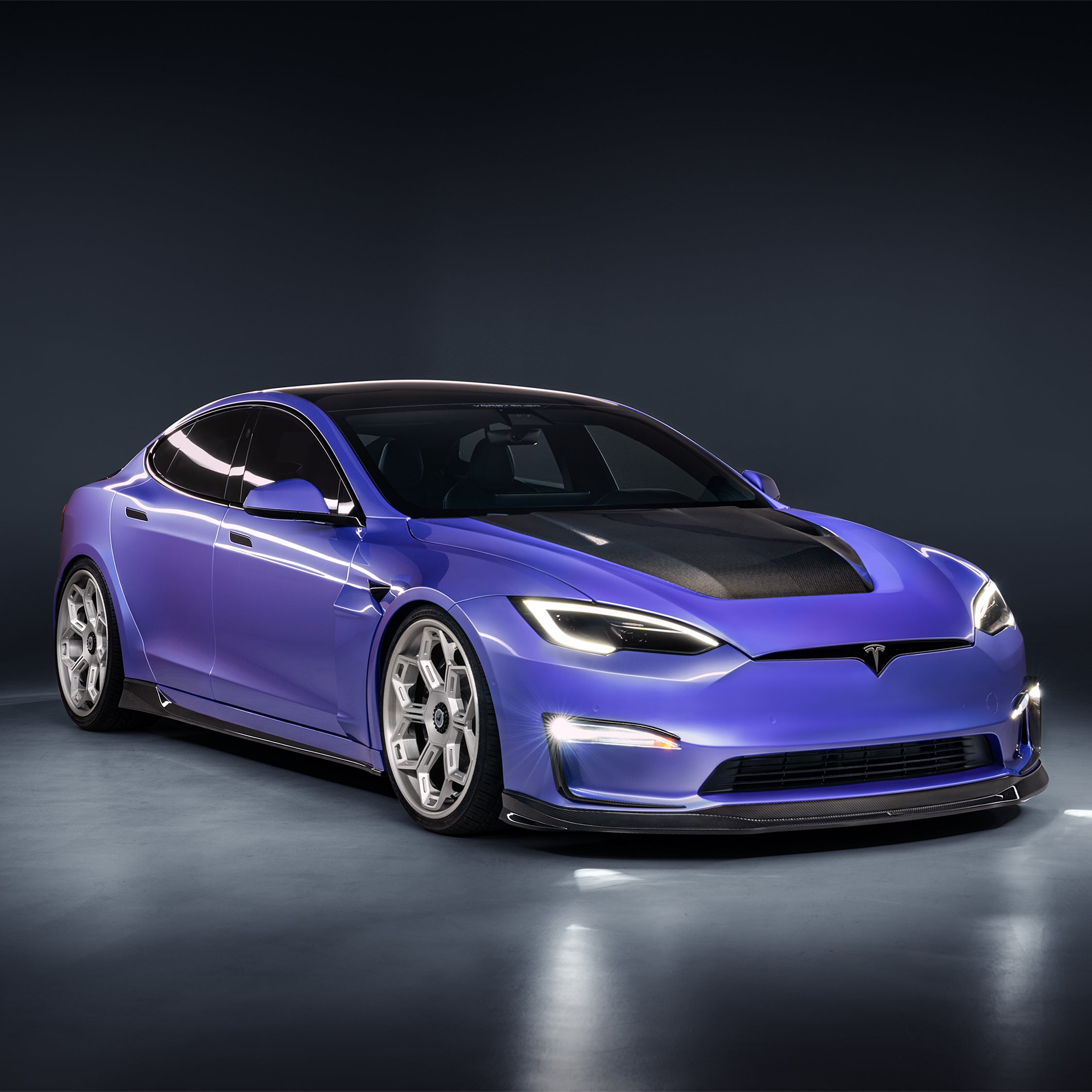 VRS Tesla Model S Plaid Add-On Aero Fenders Carbon Fiber PP 2x2 Glossy - Vorsteiner Wheels Wheels  -  - [tags]