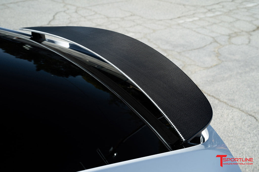 T-sportline - Model X Carbon Fiber Wing Spoiler Overlay
