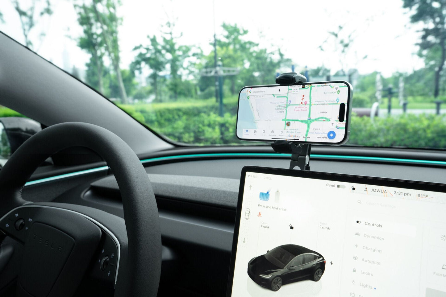 Mobilhållare Fällbar med Rullfäste och Trådlös Laddning Jowua Tesla