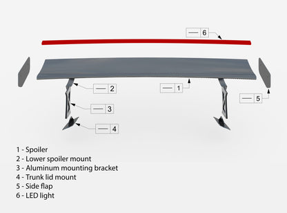 Carbon Fiber Spoiler with External Brackets Uprights +LED Light BMW M2 G87 / M240i / 2 M-Pack / 2 Standard G42