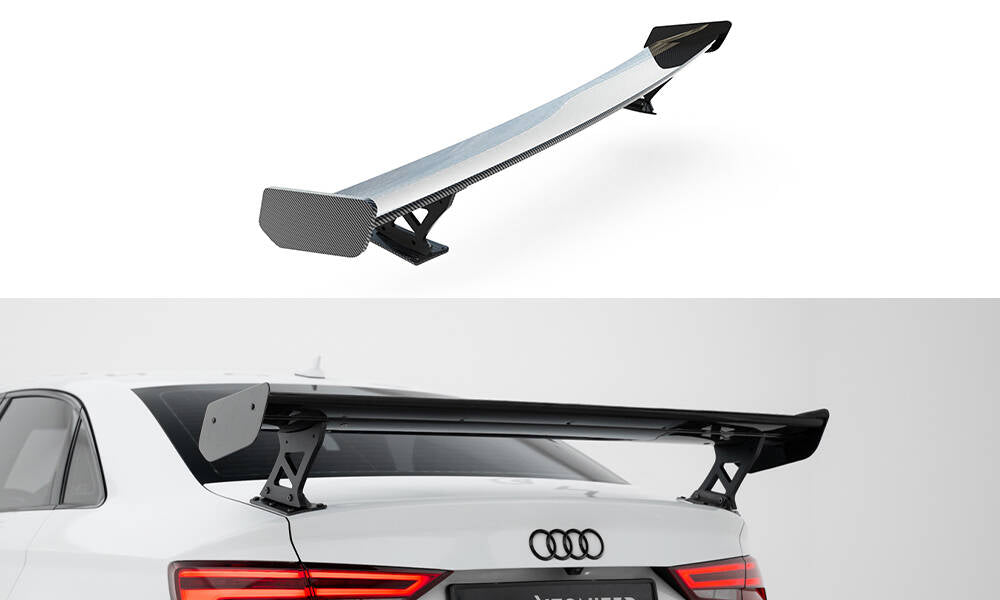 Carbon spoiler with external brackets uprights audi a3 / a3 s-line / s3 / rs3 sedan 8v / 8v facelift