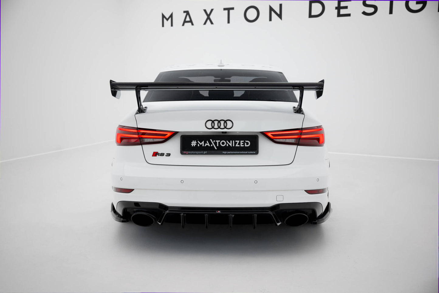 Carbon spoiler with external brackets uprights audi a3 / a3 s-line / s3 / rs3 sedan 8v / 8v facelift