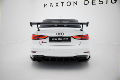 Carbon spoiler with external brackets uprights audi a3 / a3 s-line / s3 / rs3 sedan 8v / 8v facelift