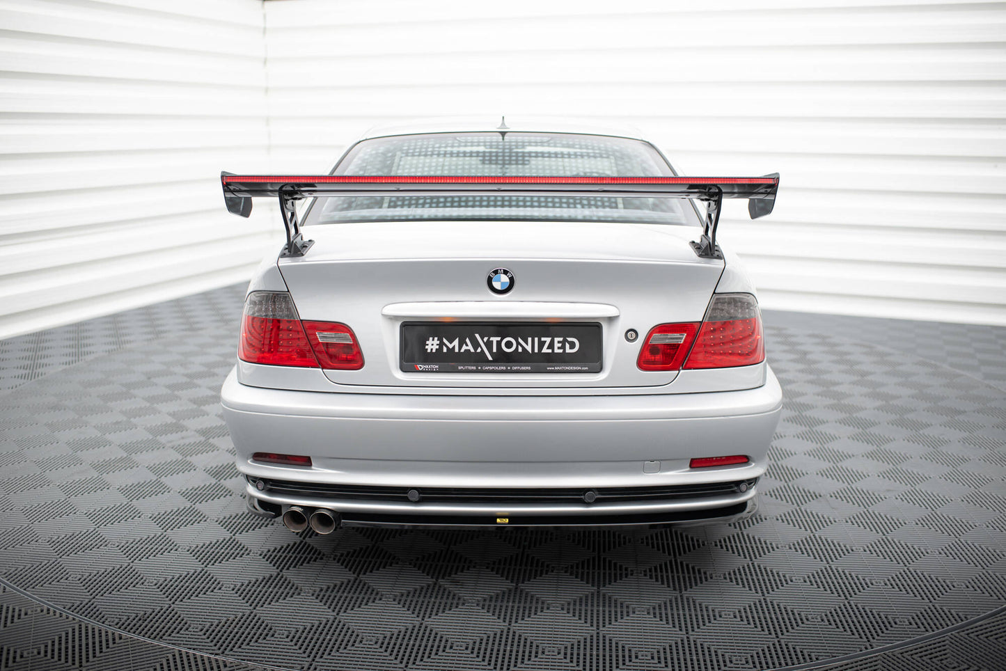 Carbon spoiler with external brackets uprights + led bmw 3 coupe e46