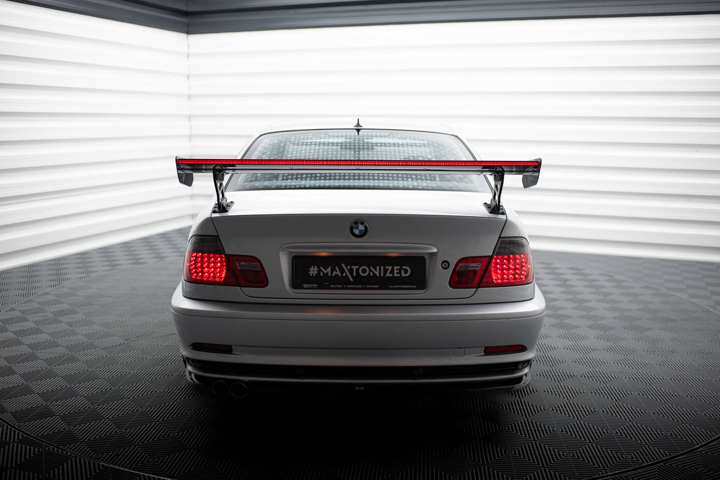 Carbon spoiler with external brackets uprights + led bmw 3 coupe e46