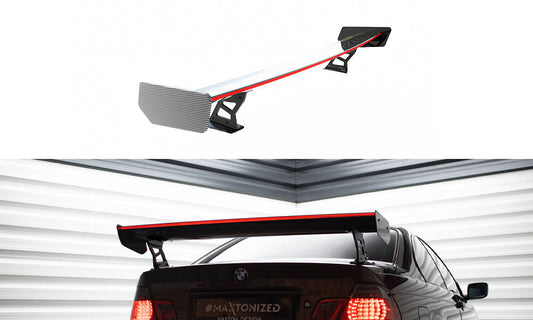 Carbon spoiler with external brackets uprights + led bmw 3 coupe e46
