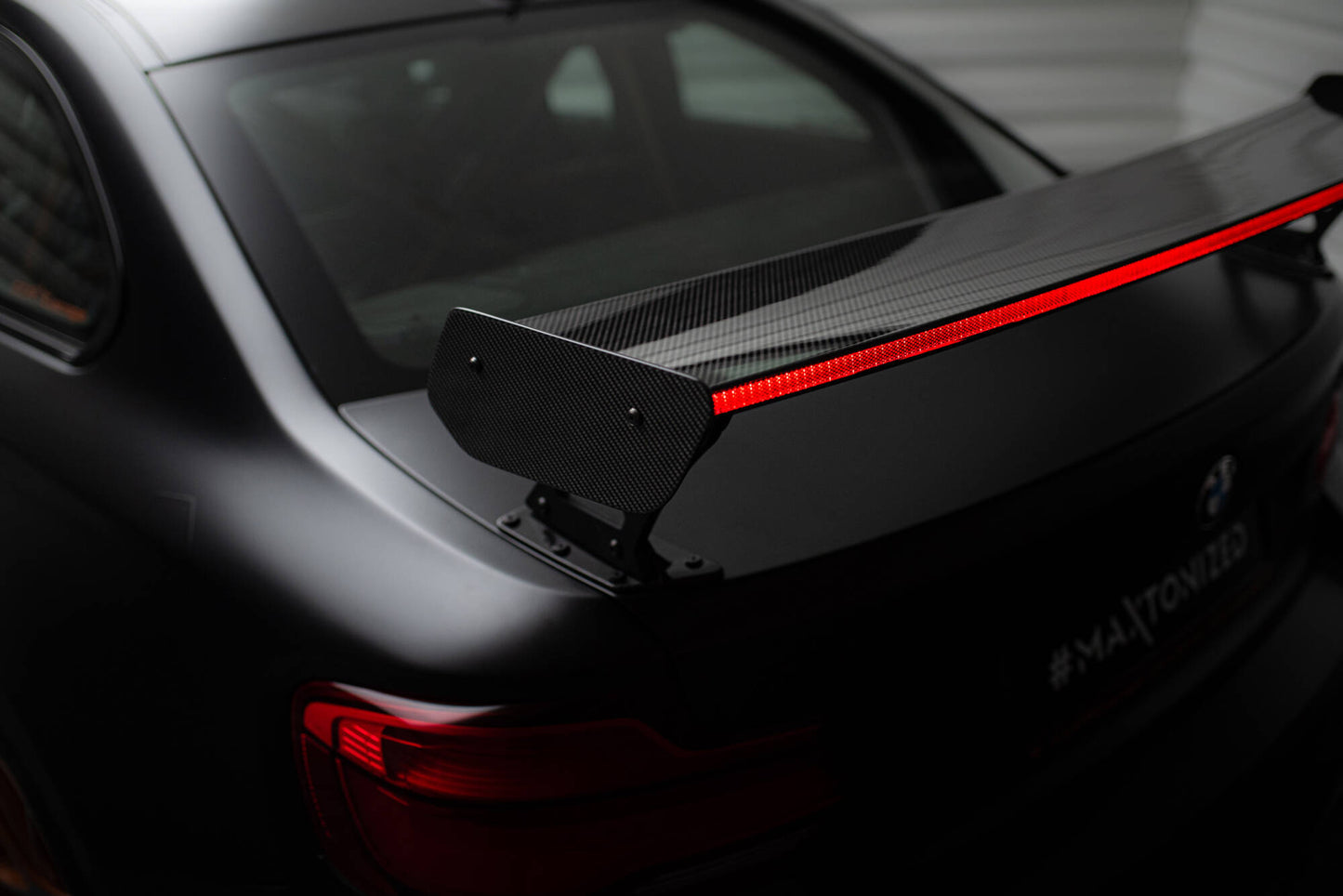 Carbon Spoiler with External Brackets Uprights + LED BMW M2 F87 / 2/2 M-Pack F22