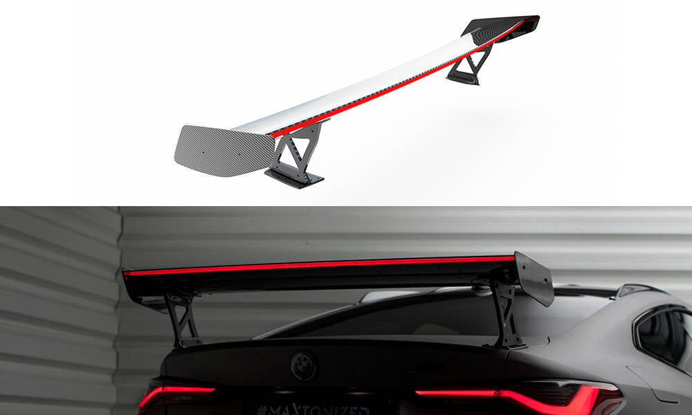 Carbon spoiler with external brackets uprights + led bmw m4 g82 / g82 facelift / m440i / 4 m-pack g22 / g22 facelift