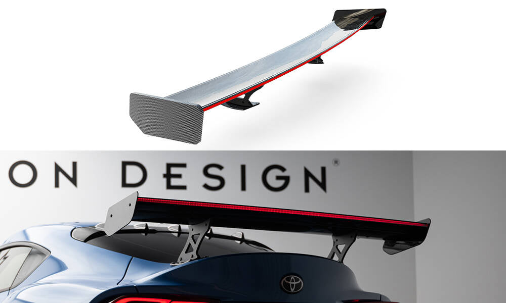 Hiilipoileri ulkoisilla kiinnikkeillä pystyssä + LED Toyota Supra MK5