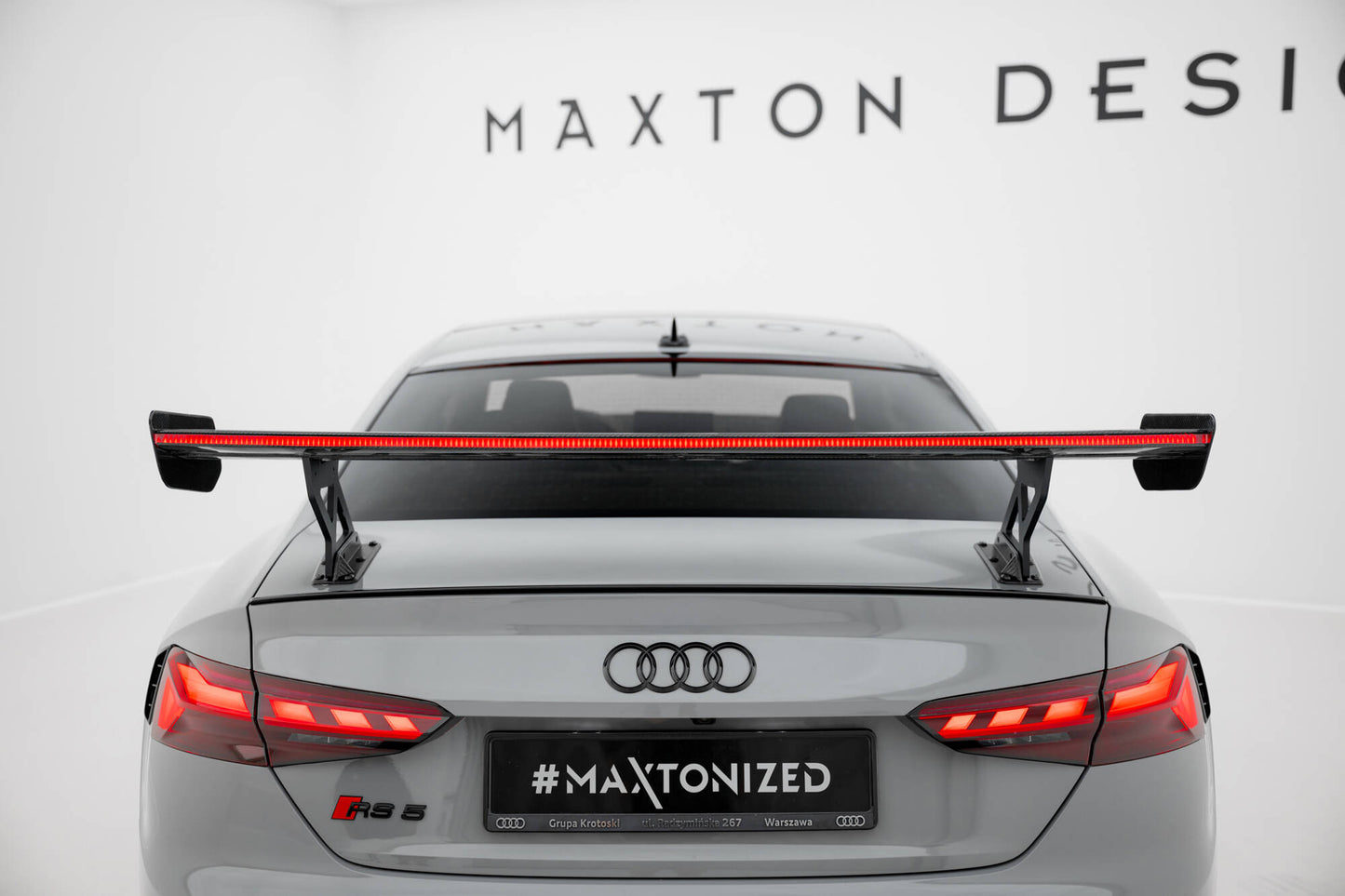 Carbon spoiler with external brackets uprights v.1 + led audi a5 / a5 s-line / s5 / rs5 coupe f5 / f5 facelift