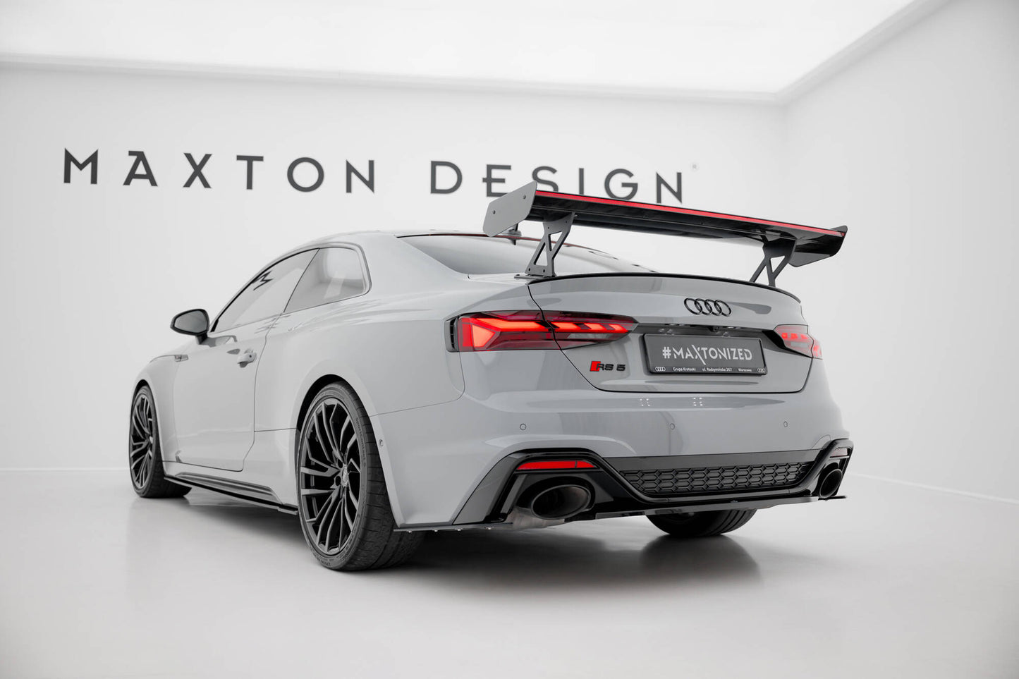 Carbon spoiler with external brackets uprights v.1 + led audi a5 / a5 s-line / s5 / rs5 coupe f5 / f5 facelift