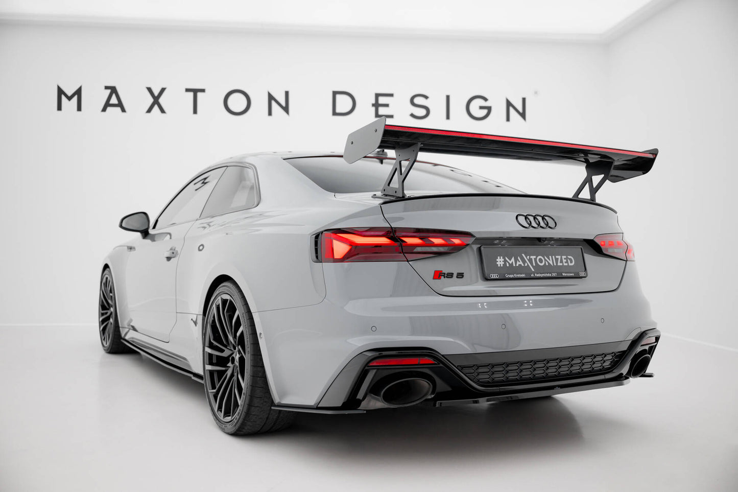 Carbon spoiler with external brackets uprights v.1 + led audi a5 / a5 s-line / s5 / rs5 coupe f5 / f5 facelift