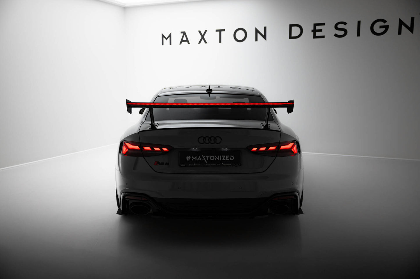 Carbon spoiler with external brackets uprights v.1 + led audi a5 / a5 s-line / s5 / rs5 coupe f5 / f5 facelift