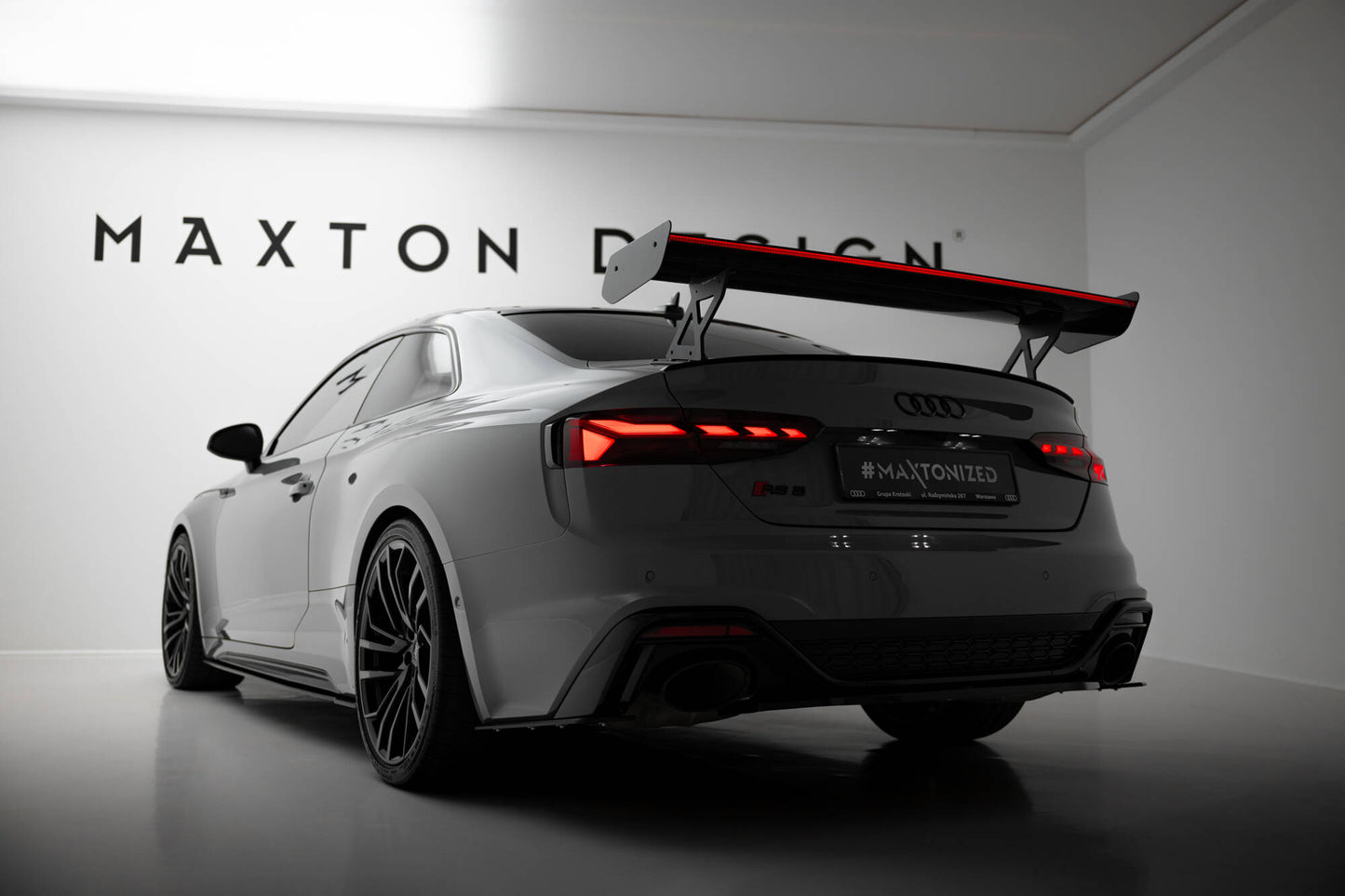Carbon spoiler with external brackets uprights v.1 + led audi a5 / a5 s-line / s5 / rs5 coupe f5 / f5 facelift