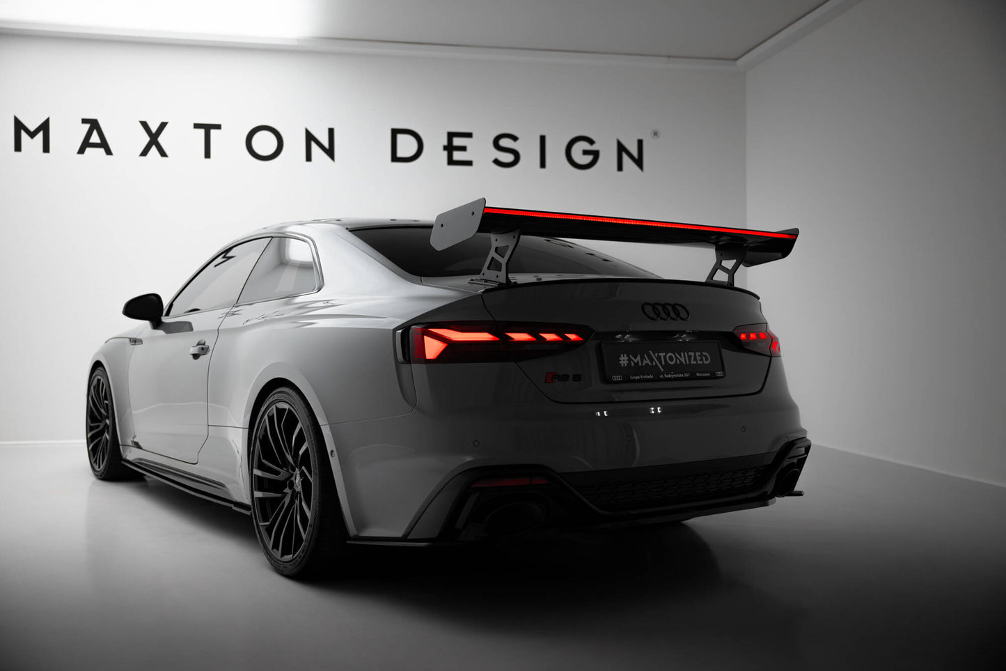 Carbon spoiler with external brackets uprights v.2 + led audi a5 / a5 s-line / s5 / rs5 coupe f5 / f5 facelift