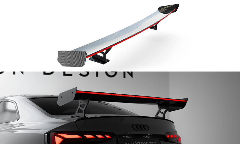Carbon spoiler with external brackets uprights v.2 + led audi a5 / a5 s-line / s5 / rs5 coupe f5 / f5 facelift