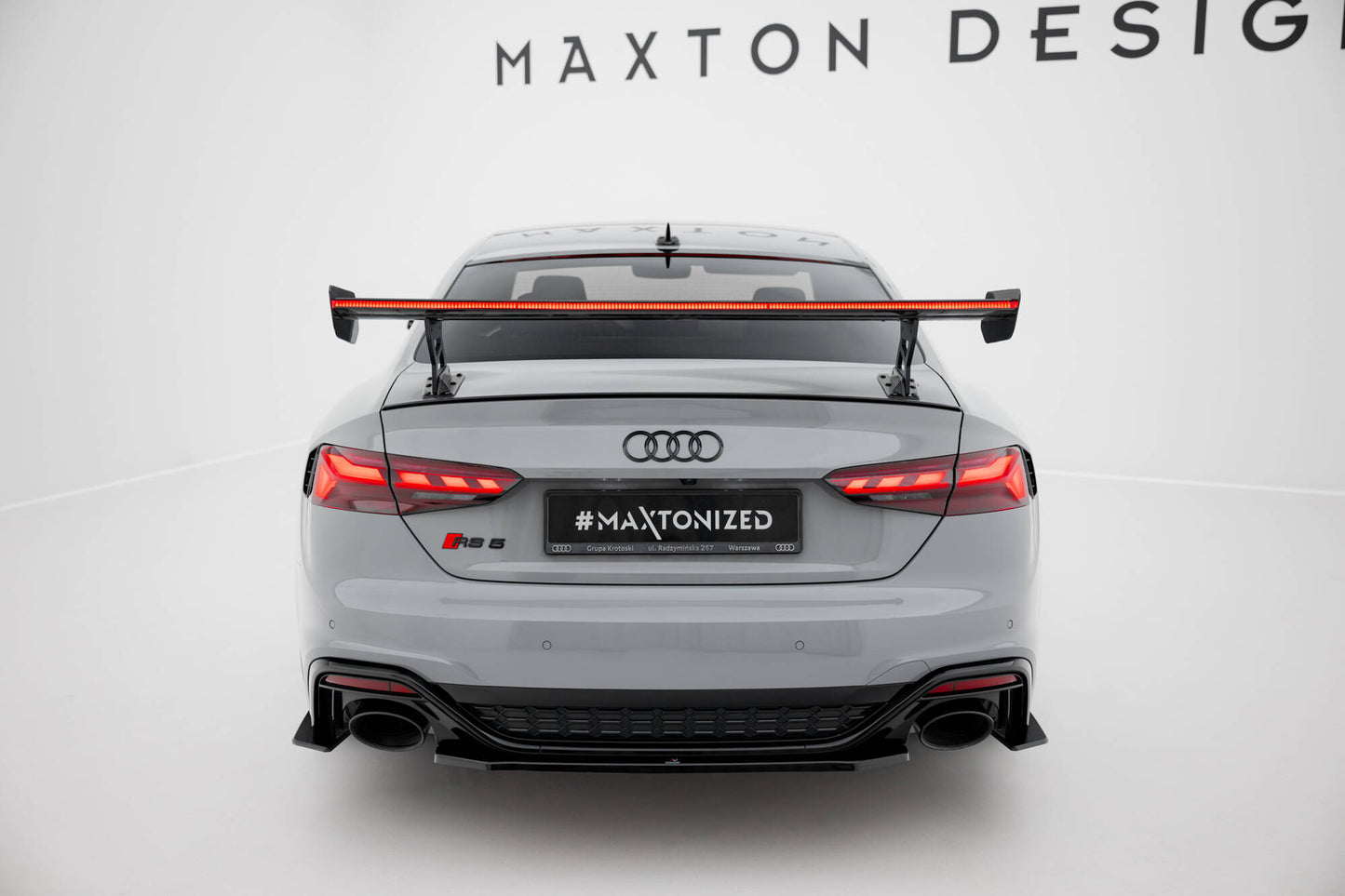Carbon spoiler with external brackets uprights v.2 + led audi a5 / a5 s-line / s5 / rs5 coupe f5 / f5 facelift
