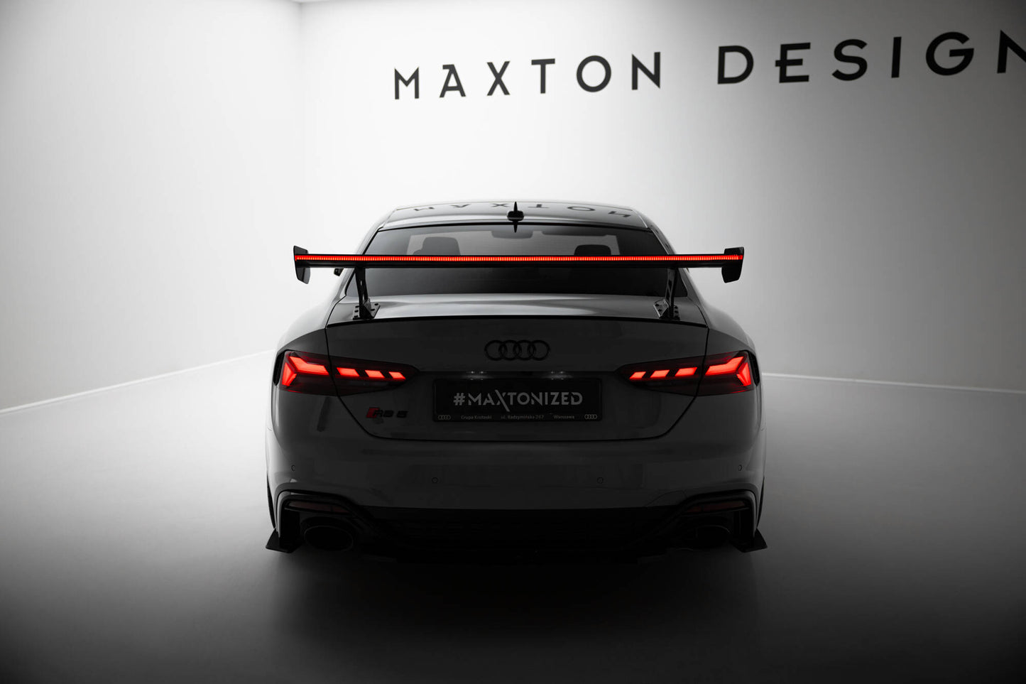 Carbon spoiler with external brackets uprights v.2 + led audi a5 / a5 s-line / s5 / rs5 coupe f5 / f5 facelift