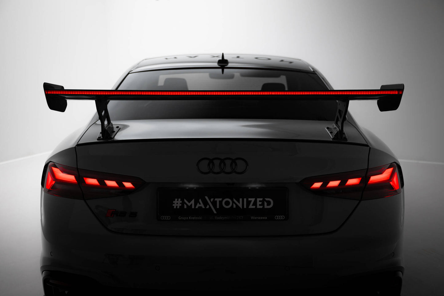 Carbon spoiler with external brackets uprights v.2 + led audi a5 / a5 s-line / s5 / rs5 coupe f5 / f5 facelift