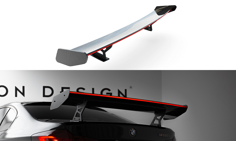 Carbon spoiler med interne parenteser lodret + LED BMW 5 / M5 siden G30 / F90