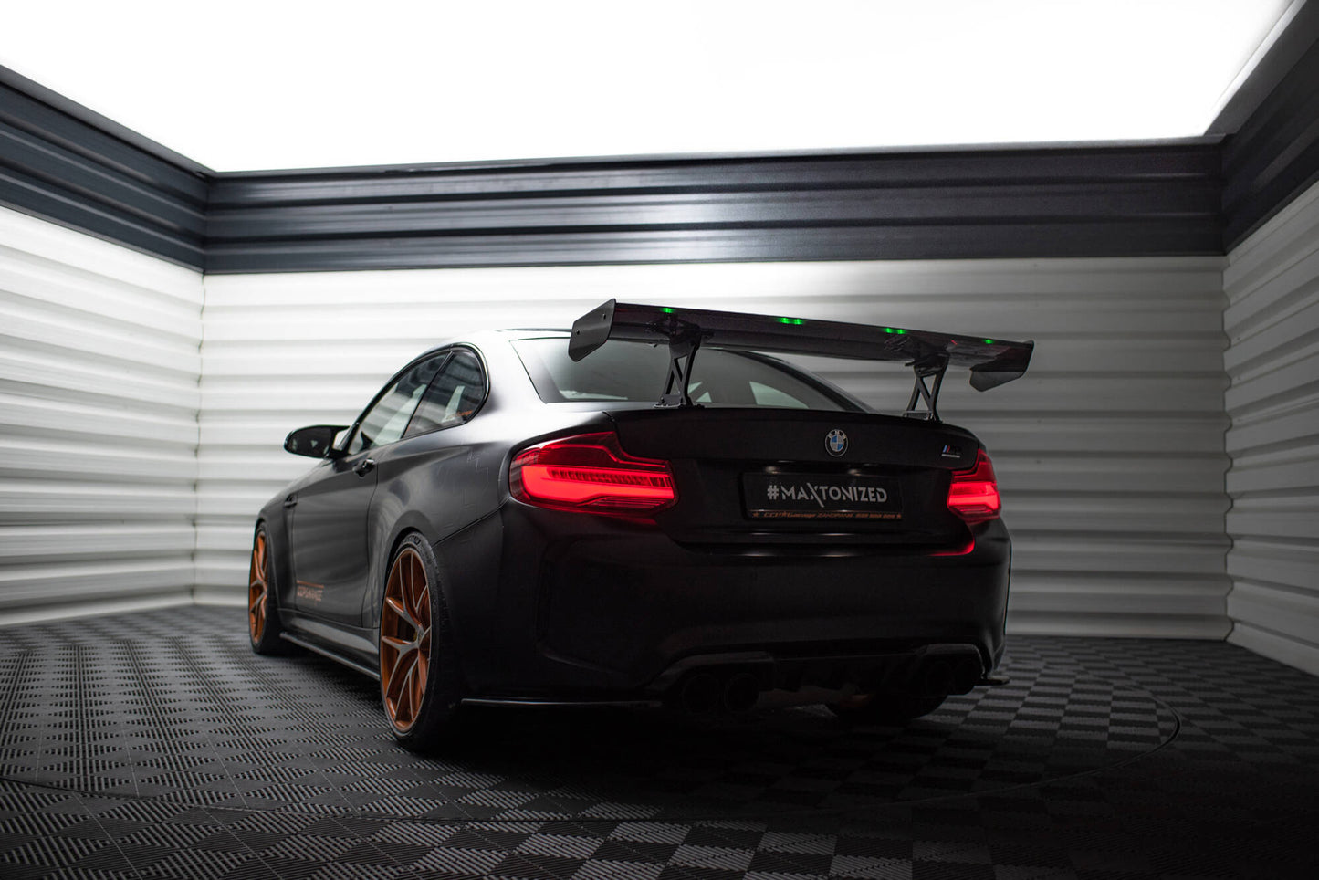 Carbon spoiler with internal brackets uprights + led bmw m2 f87 / 2 / 2 m-pack f22