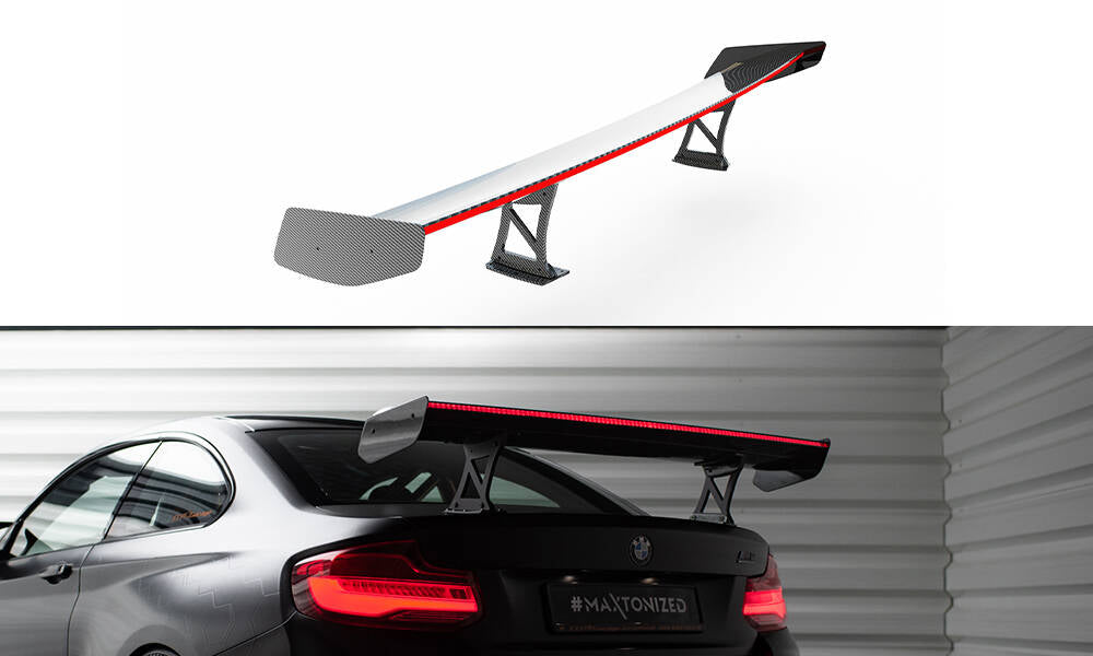 Carbon spoiler with internal brackets uprights + led bmw m2 f87 / 2 / 2 m-pack f22