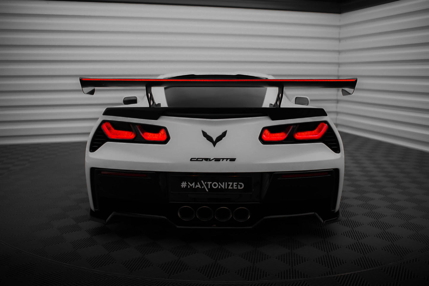 Carbon Spoiler with Internal Brackets Uprights + LED Chevrolet Corvette Stingray / Grand Sport C7