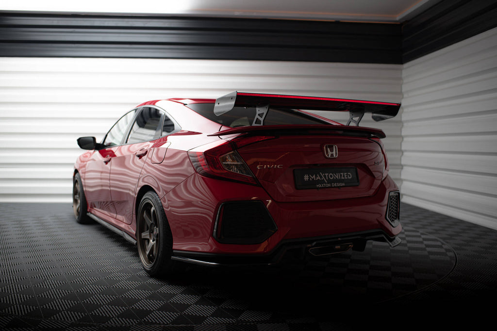 Carbon spoiler with internal brackets uprights + led honda civic si mk10
