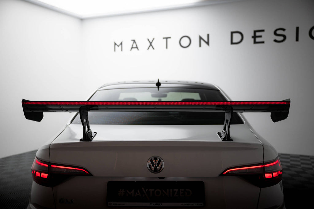 Carbon spoiler with internal brackets uprights + led volkswagen jetta gli mk7