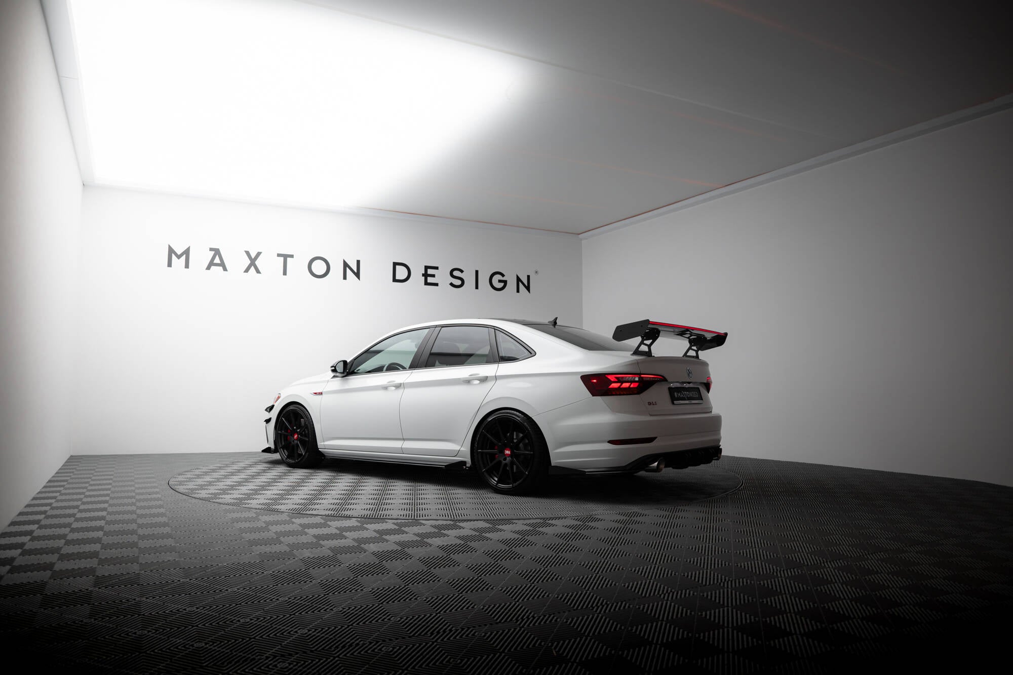 Carbon spoiler with internal brackets uprights + led volkswagen jetta gli mk7