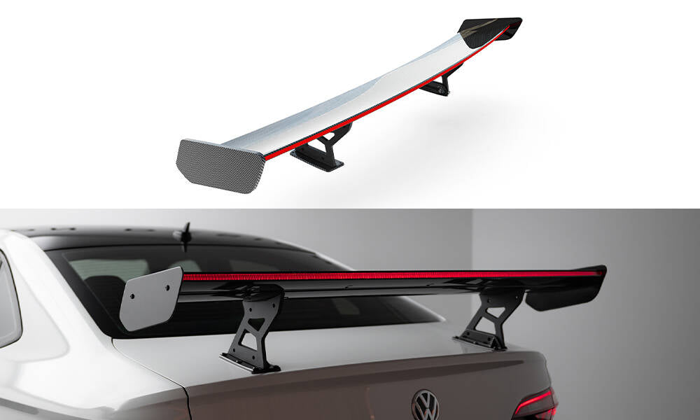 Carbon spoiler with internal brackets uprights + led volkswagen jetta gli mk7