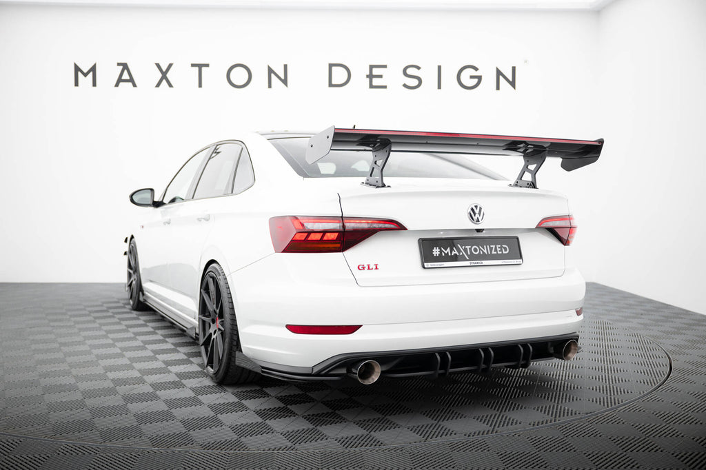 Carbon spoiler with internal brackets uprights + led volkswagen jetta gli mk7