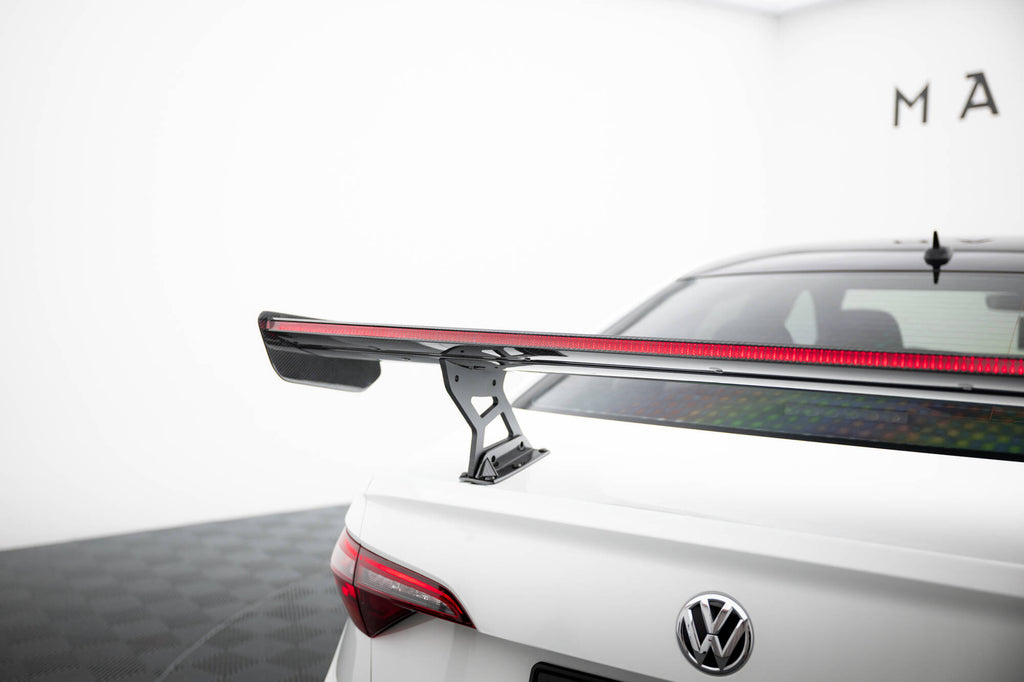 Carbon spoiler with internal brackets uprights + led volkswagen jetta gli mk7
