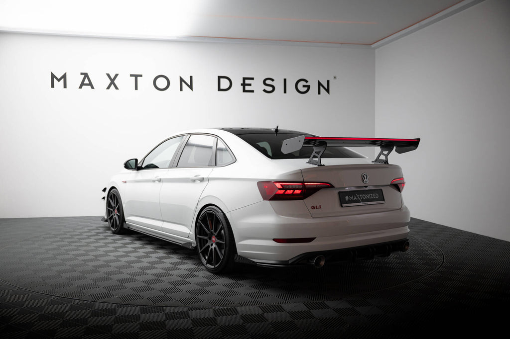 Carbon spoiler with internal brackets uprights + led volkswagen jetta gli mk7