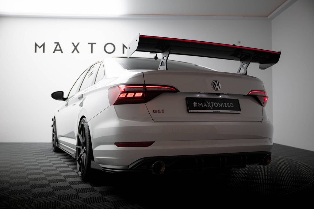 Carbon spoiler with internal brackets uprights + led volkswagen jetta gli mk7