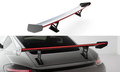 Carbon Spoiler with Internal Brackets Uprights v.1 + LED Porsche 718 Cayman 982C