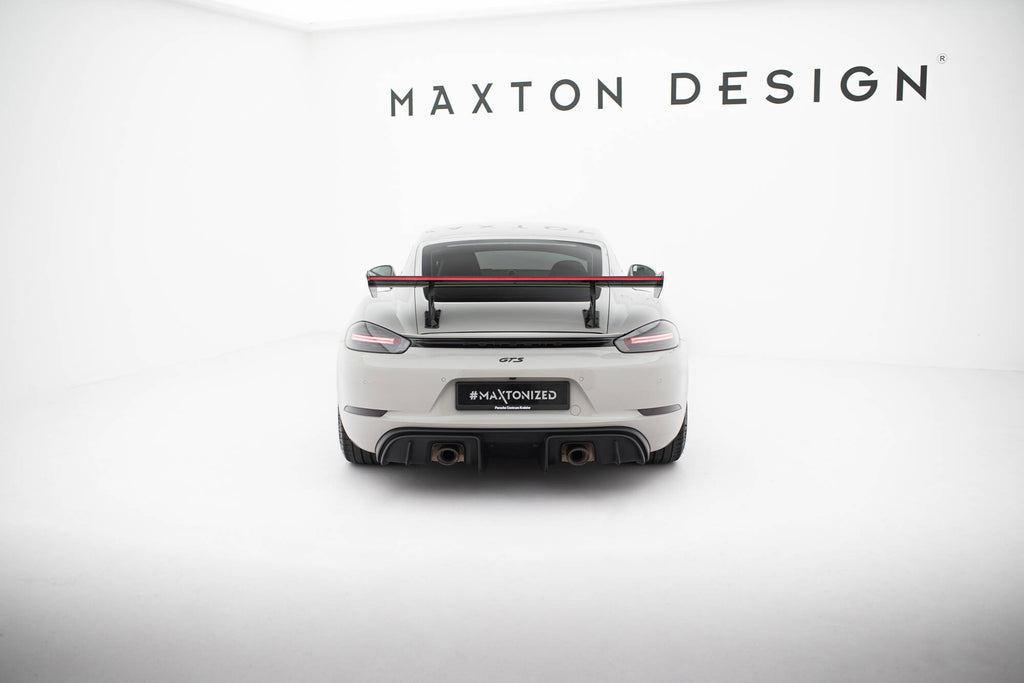 Hiilpoileri sisäisillä suluilla pystyssä V.2 + LED Porsche 718 Cayman 982c