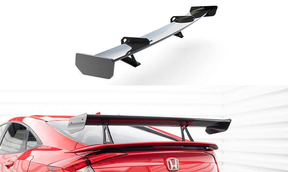 Hiilpoileri, jolla on ylempi joutsen kiinnittämällä Honda Civic Si Mk10