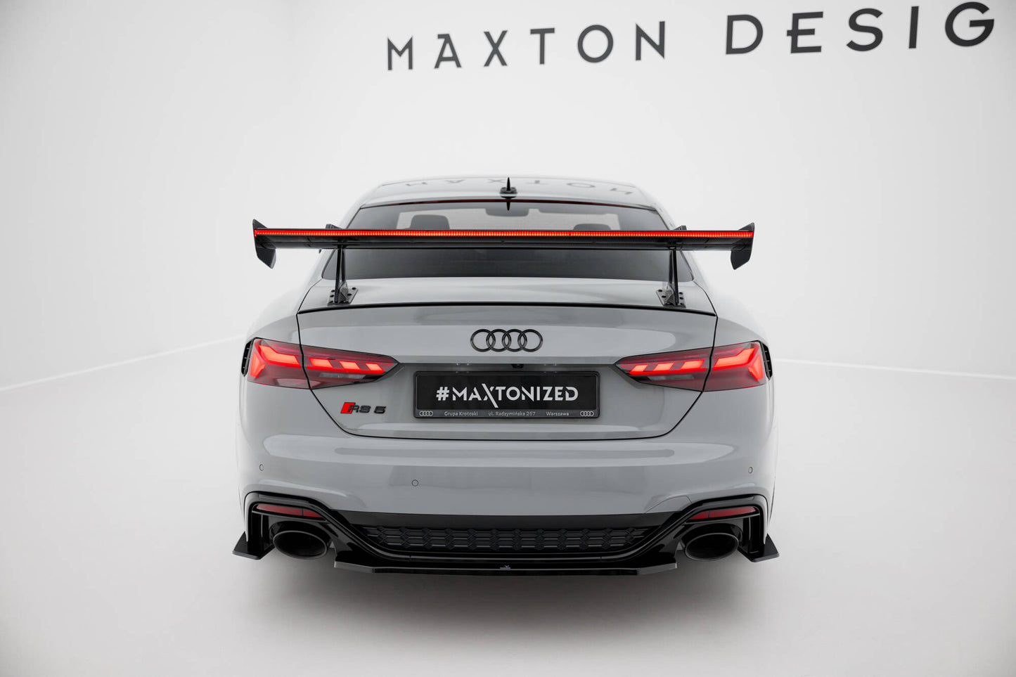 Carbon spoiler with upper swan mounting + led audi a5 / a5 s-line / s5 / rs5 coupe f5 / f5 facelift