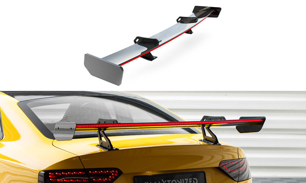 Carbon spoiler with upper swan mounting + led audi a5 coupe 8t