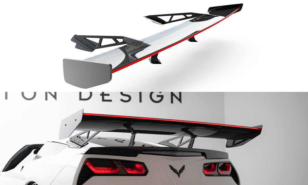 Hiilpoileri, jossa on ylempi joutsenkiinnitys + LED Chevrolet Corvette Stingray / Grand Sport C7